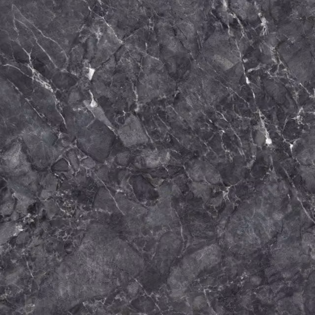 Pannello decorativo effetto marmo nero lucido PANGH35 in PVC con finitura stone look, L: 122 cm, P: 300 cm, H: 0,5 cm