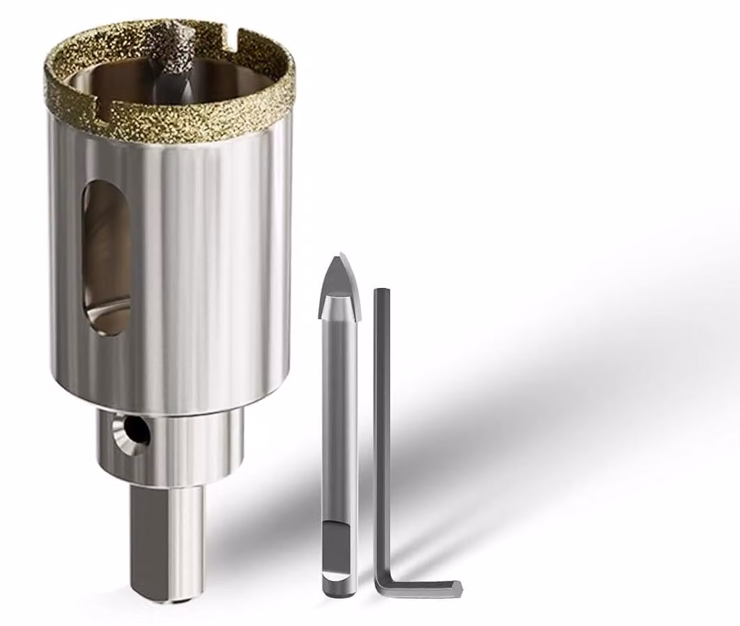 Trapano diamantato per vetro, diametro 30 mm, con 2 punte centrali, ideale per vetro e piastrelle