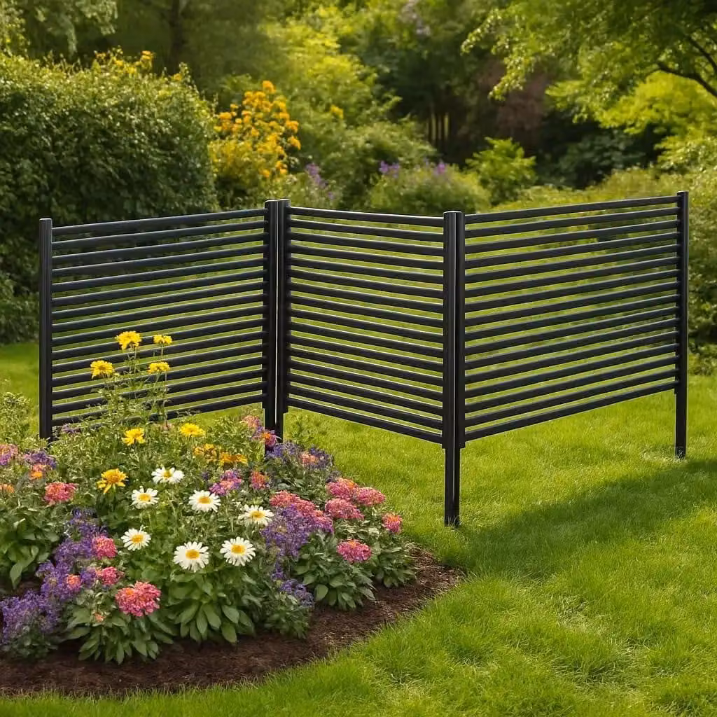 Set di recinzione da giardino composto da 3 pezzi - Recinzione in metallo - Inossidabile - Recinzione a pannelli, senza necessità di scavi - Pieghevole - Schermo frangivista e barriera per animali - Colore marrone