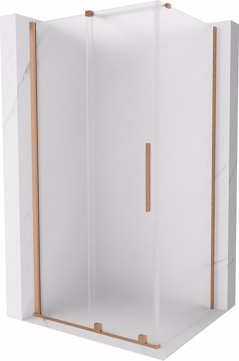 Mexen Velar cabina doccia scorrevole 90 x 120 cm, brina, rame spazzolato - 871-090-120-31-65