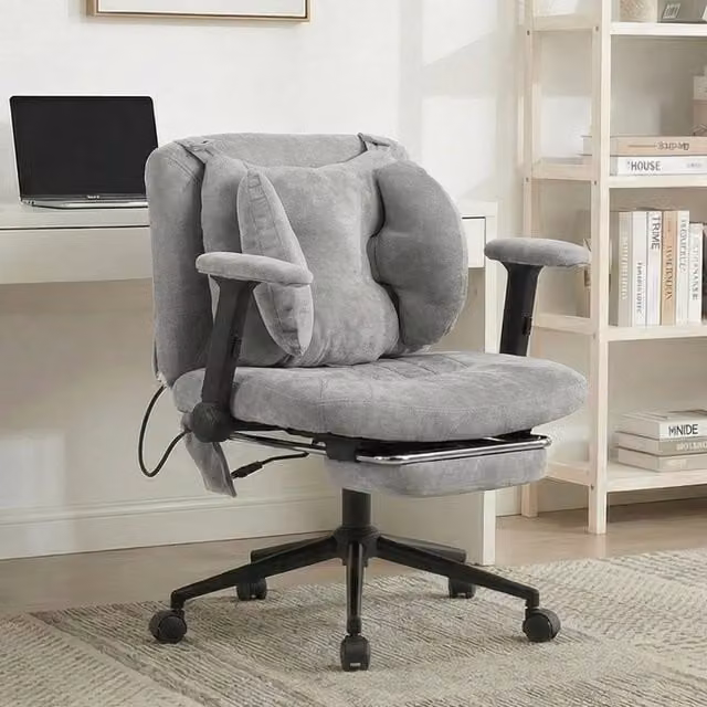 Sedia da ufficio girevole moderna in tessuto grigio con braccioli e portata 150 kg