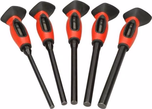 Set di 5 estrattori di perni - KS TOOLS - 156.0222F - Estrattori per chiodi bruniti - Estrattori per perni con manico - Dotati di sistema antivibrazioni