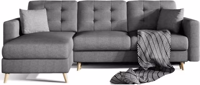 Divano angolare convertibile MEUBLORAMA grigio con funzione letto e reversibile per il tuo soggiorno