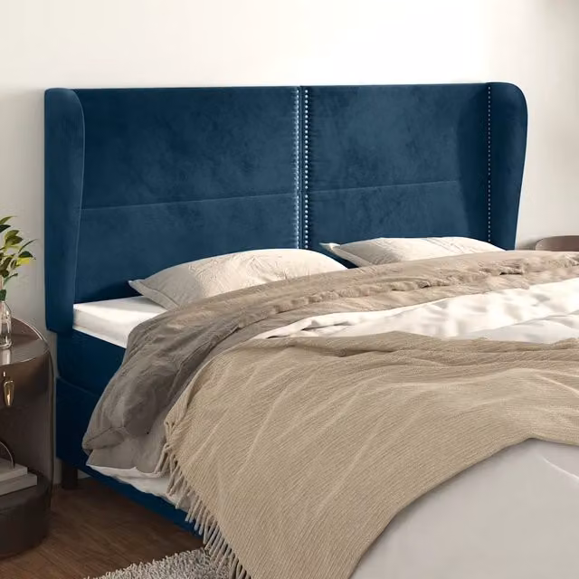 Testiera ad orecchio vidaXL in velluto blu scuro L: 203 cm, P: 23 cm, H: 118-128 cm – 1