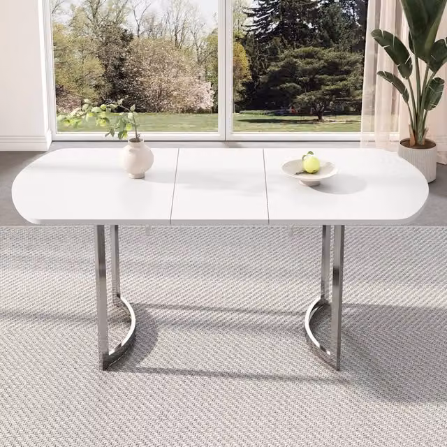 Tavolo da pranzo allungabile 140/180 x 80 cm in MDF bianco, 4-6 persone