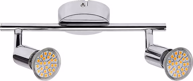 Rabalux 6987 Faretto da soffitto a 2 punti luce Norton LED, GU10, 3 W, 3000 K, 500 lm, argento, bianco caldo, stile moderno, 25 cm
