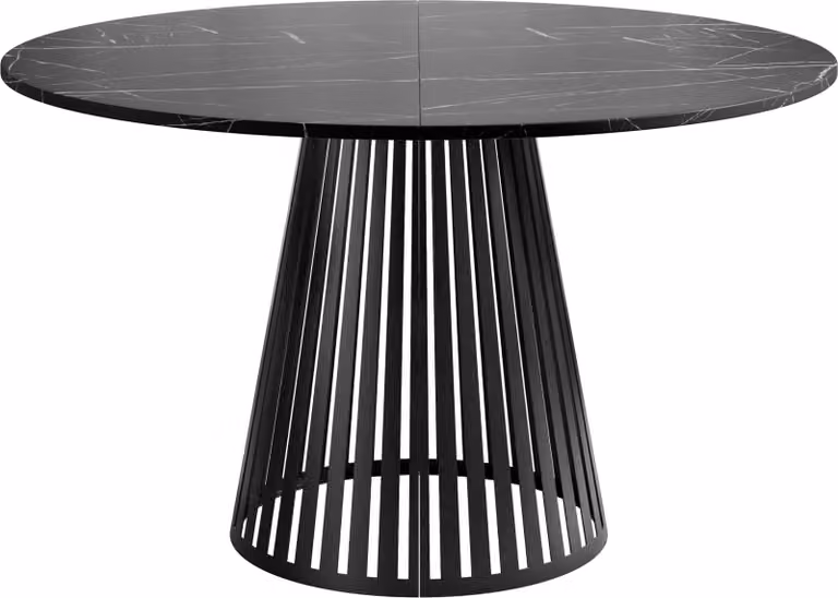 MIRJAN24 Tavolo Cone 100, tavolo da pranzo, gambe in acciaio (colore: nero / Black Pietra Grigia)