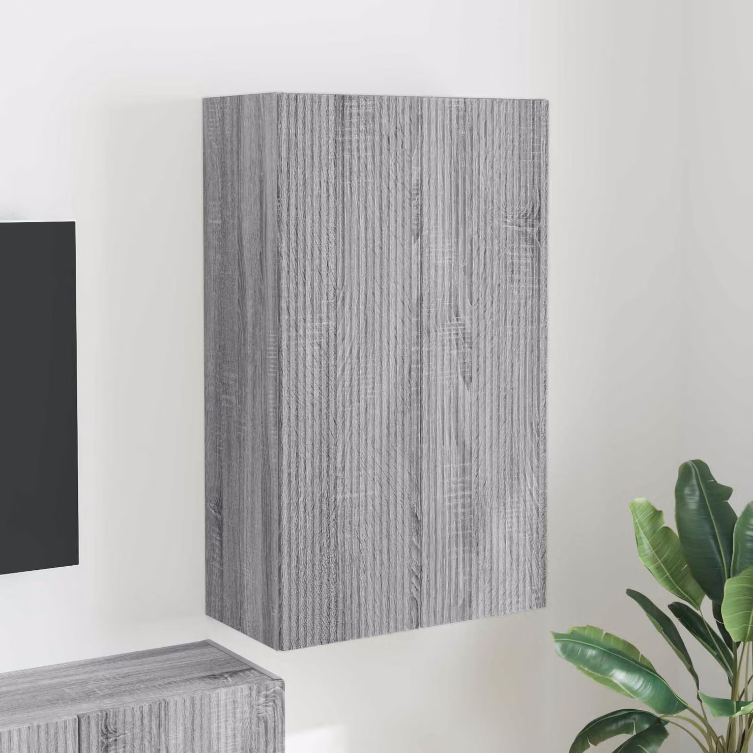 Mobile TV da parete vidaXL moderno in MDF Grigio, L: 59,5 cm, P: 31 cm, H: 100 cm