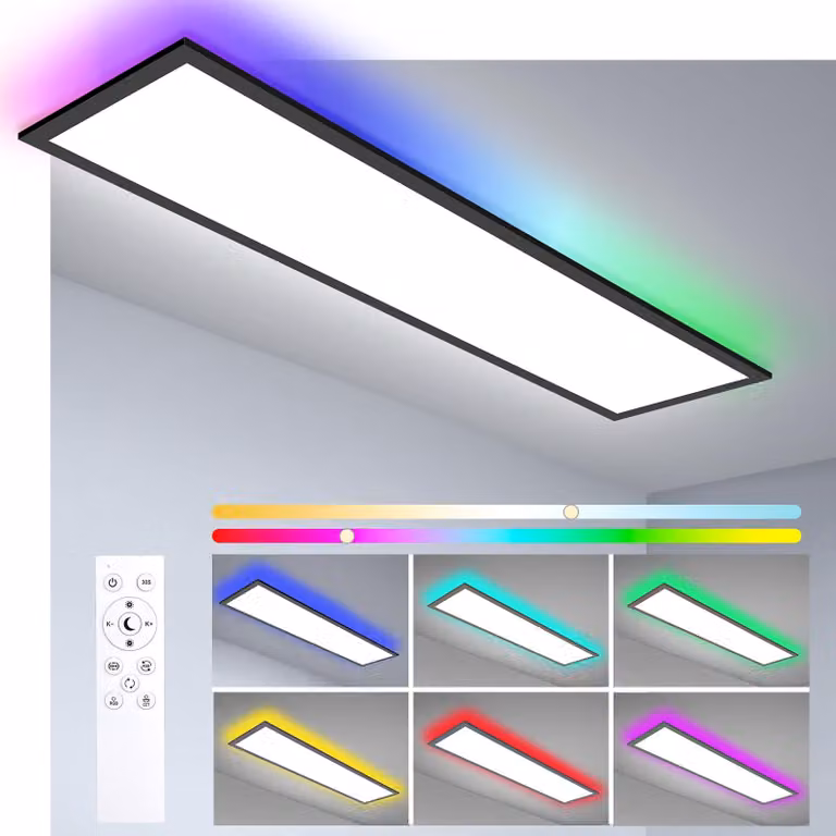 Pannello luminoso a LED, 120x30 cm, RGB, 40W, 4800 lumen, con telecomando e funzione di memoria