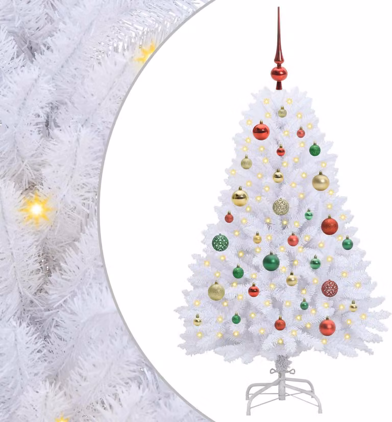 Albero di Natale Artificiale con Rami Pieghevoli Bianco 120 cm