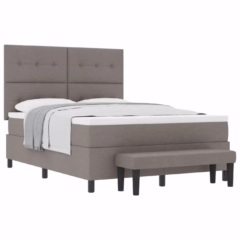 Letto ibrido con molle a tasche e testiera Talpa vidaXL in tessuto beige o grigio L/P: 140 x 190 cm