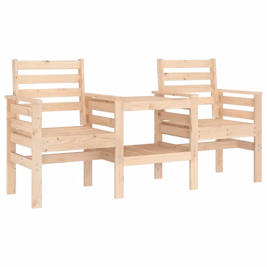 Panca da Giardino con Tavolino per 2 Persone in Legno di Pino Beige vidaXL – 2