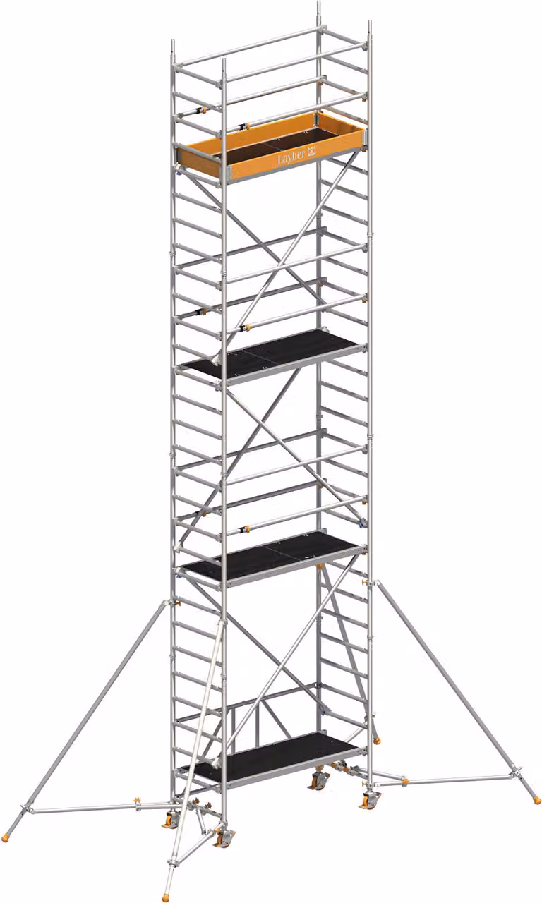 Ponteggio mobile Layher Zifa P2 con parapetto Uni Telegeländer e montanti estensibili 8,61 m AH