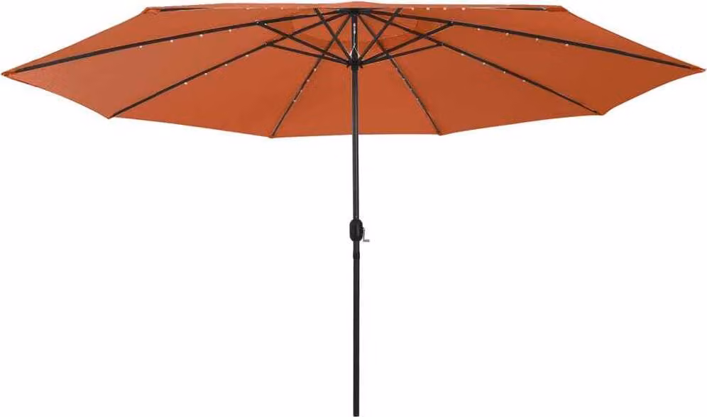 The Living Store Ombrellone con luci LED e asta in metallo 400 cm terracotta