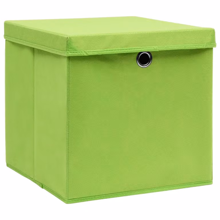 vidaXL Scatole con coperchio 4 pezzi 28x28x28 cm Verde