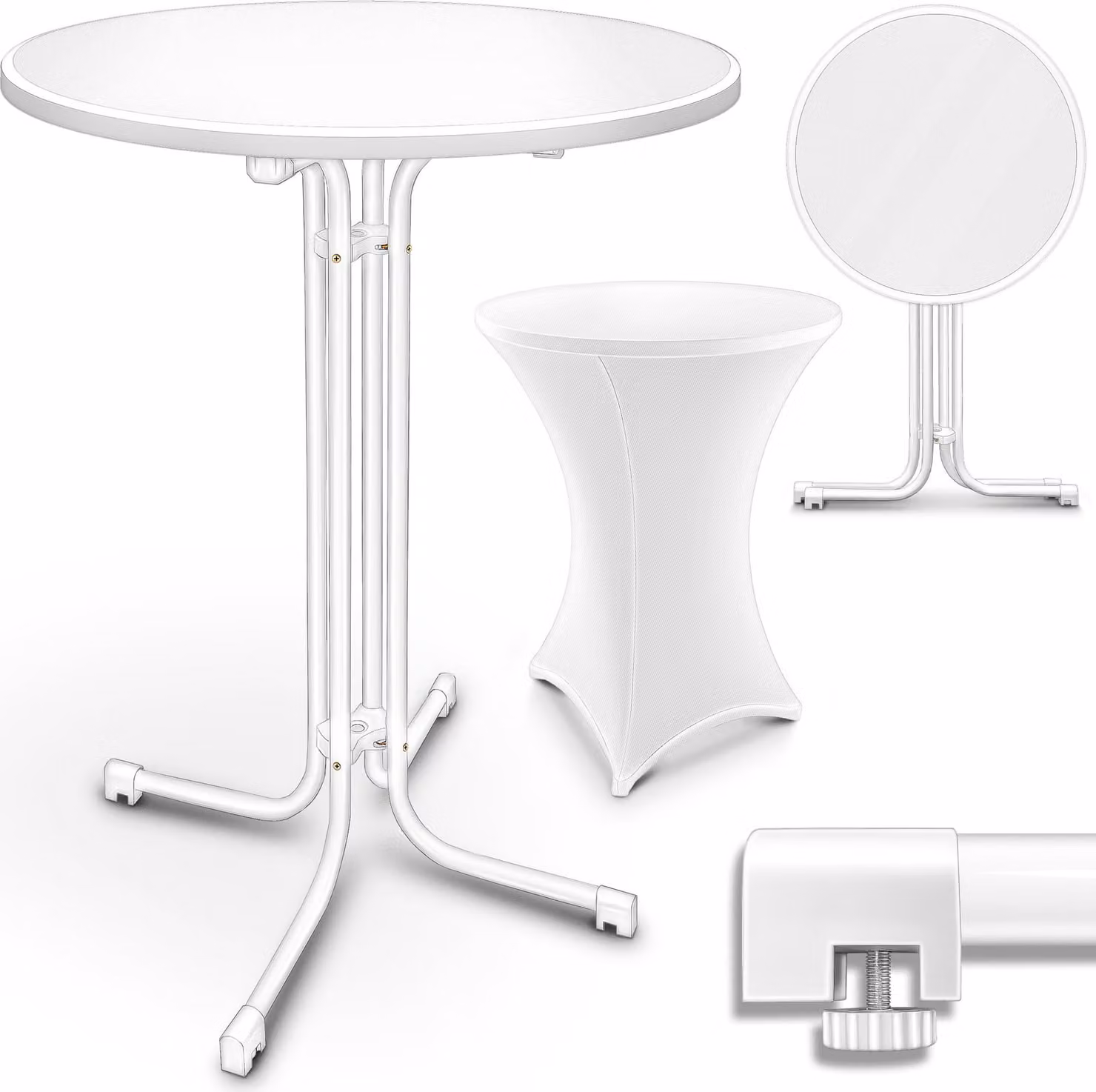 tillvex® Gastro tavolo alto pieghevole Ø60cm bianco | tavolo bistrot FINITO ASSEMBLATO | tavolo pieghevole rotondo - tavolo da festa resistente alle intemperie | tavolo da giardino per interni ed esterni