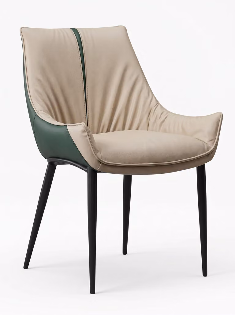 Sedia da pranzo in pelle e metallo, confortevole, dal design moderno, ideale per l'arredamento interno