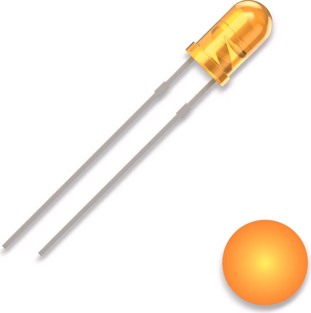 QUADRIOS LED, 3 mm, colore luce: giallo, colore alloggiamento: giallo diffuso, 700 mcd, 590 nm, 2,54 mm