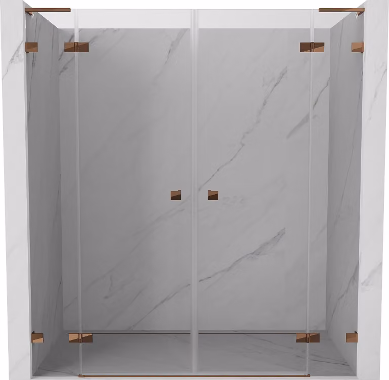 Mexen Lunar L Duo porta doccia battente 200 cm, trasparente, oro rosa - 834DL-200-000-60-00