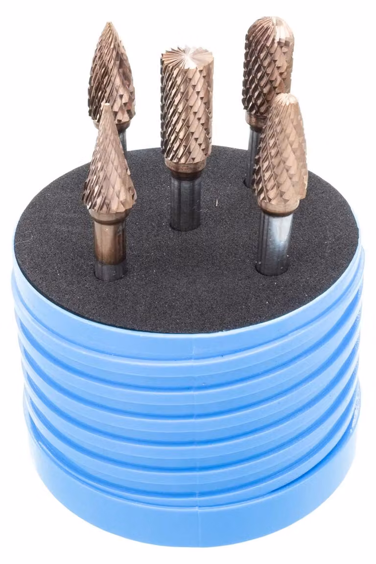Set di 5 punte metalliche per sbavatura, con diametro di 10 mm, lunghezza di taglio di 20 mm e corpo di 6 mm