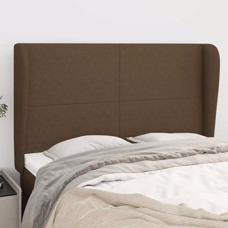 Testiera ad orecchio vidaXL in tessuto marrone scuro L: 147 cm, P: 23 cm, H: 118/128 cm