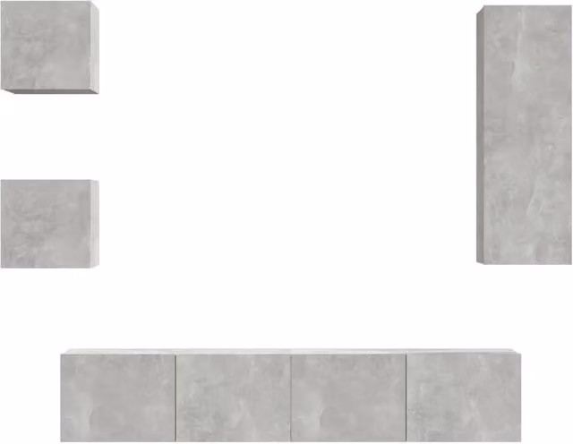 Set di Mobili Porta TV 5 pz | Armadietto TV | Mobile Porta TV Grigio Cemento in Legno Multistrato