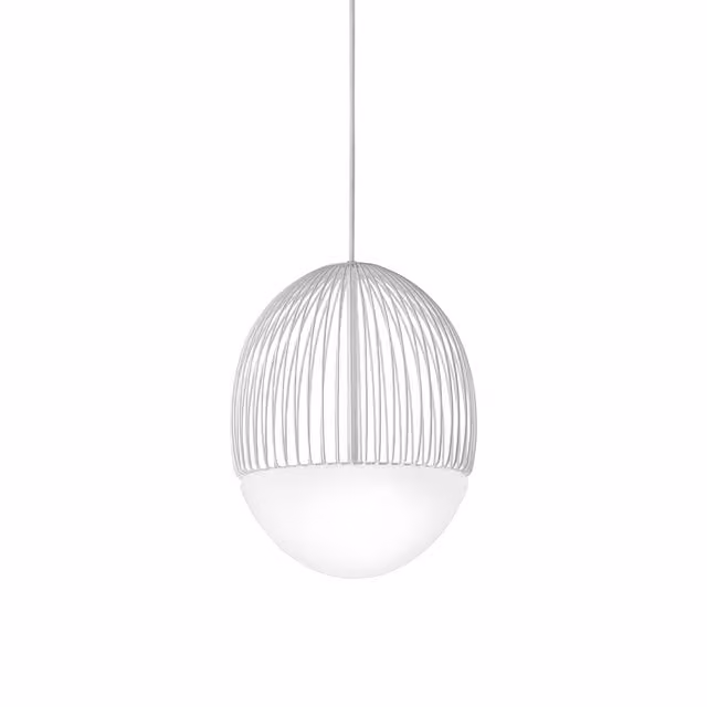Vistosi Riketta Sospensione LED Moderna in Vetro e Metallo Bianco e Argento