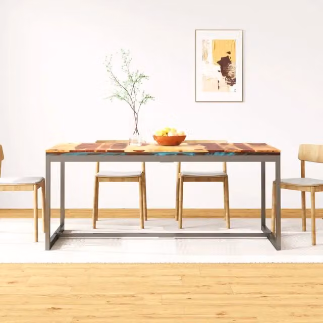 Tavolo da Pranzo in Legno Massello di Acacia e Acciaio 180 cm 244797