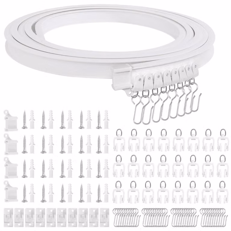 Solidchoice - Binario per tende flessibile, 4 metri - Ruote silenziose - Montaggio a soffitto - Sistema per tende - Tenda per doccia - PVC nanotecnologico di alta qualità - Sistema per tende