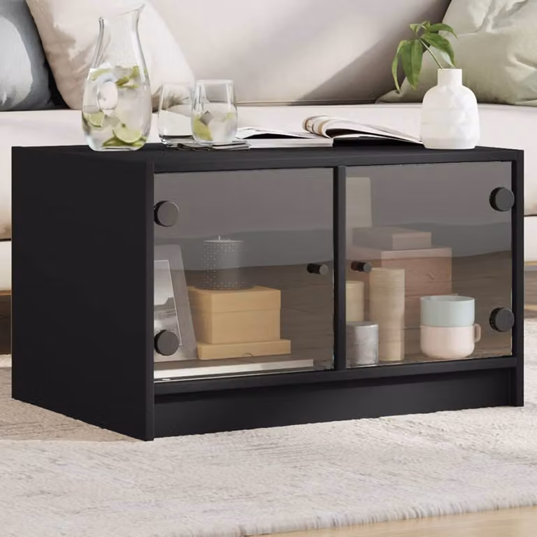 Maison Exclusive - Tavolino con ante in vetro Nero 68x50x42 cm