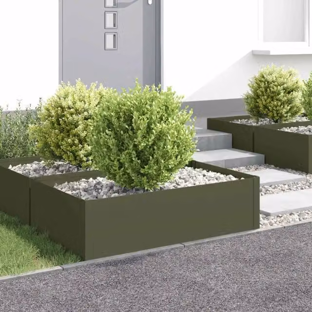 Bordura per Prato 4 pz 100 x 60 x 35 cm Acciaio Verde Oliva 8008952