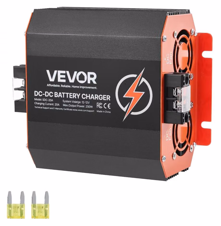 Acculader DC/DC 12V 20A - 250W - Alloggiamento in alluminio - Adatto per batterie al piombo-acido e batterie al litio