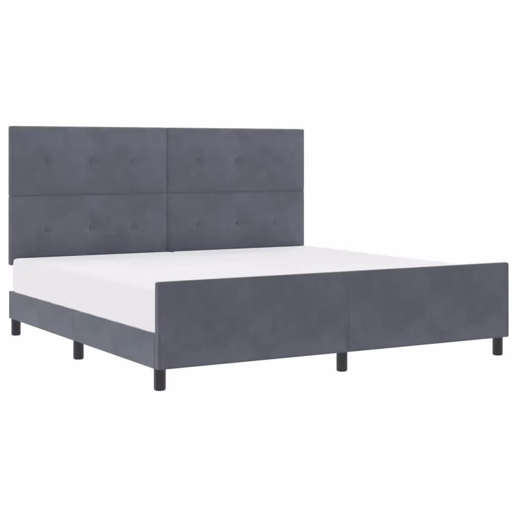 Letto a molle con testiera in velluto grigio vidaXL L/P: 200 x 200 cm, H: 280 cm – 2