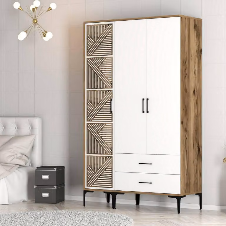 Dmora Guardaroba 3 Ante Awty 47.5x120 cm Bianco, Appendiabiti 3 Ante