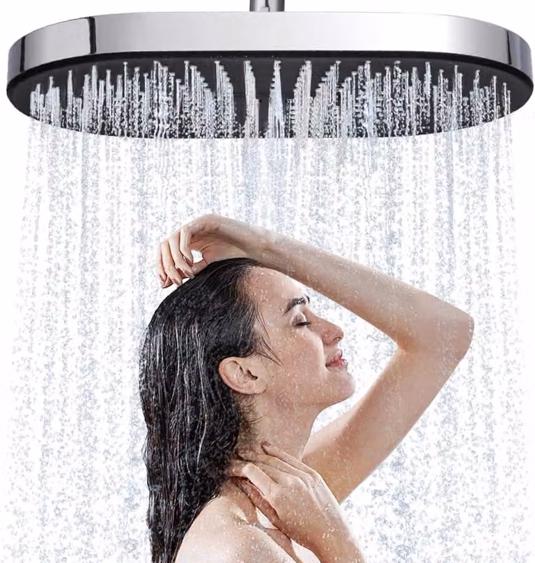 Doccia a soffione da 14 pollici, cromata, con ugelli in silicone liquido, per il bagno