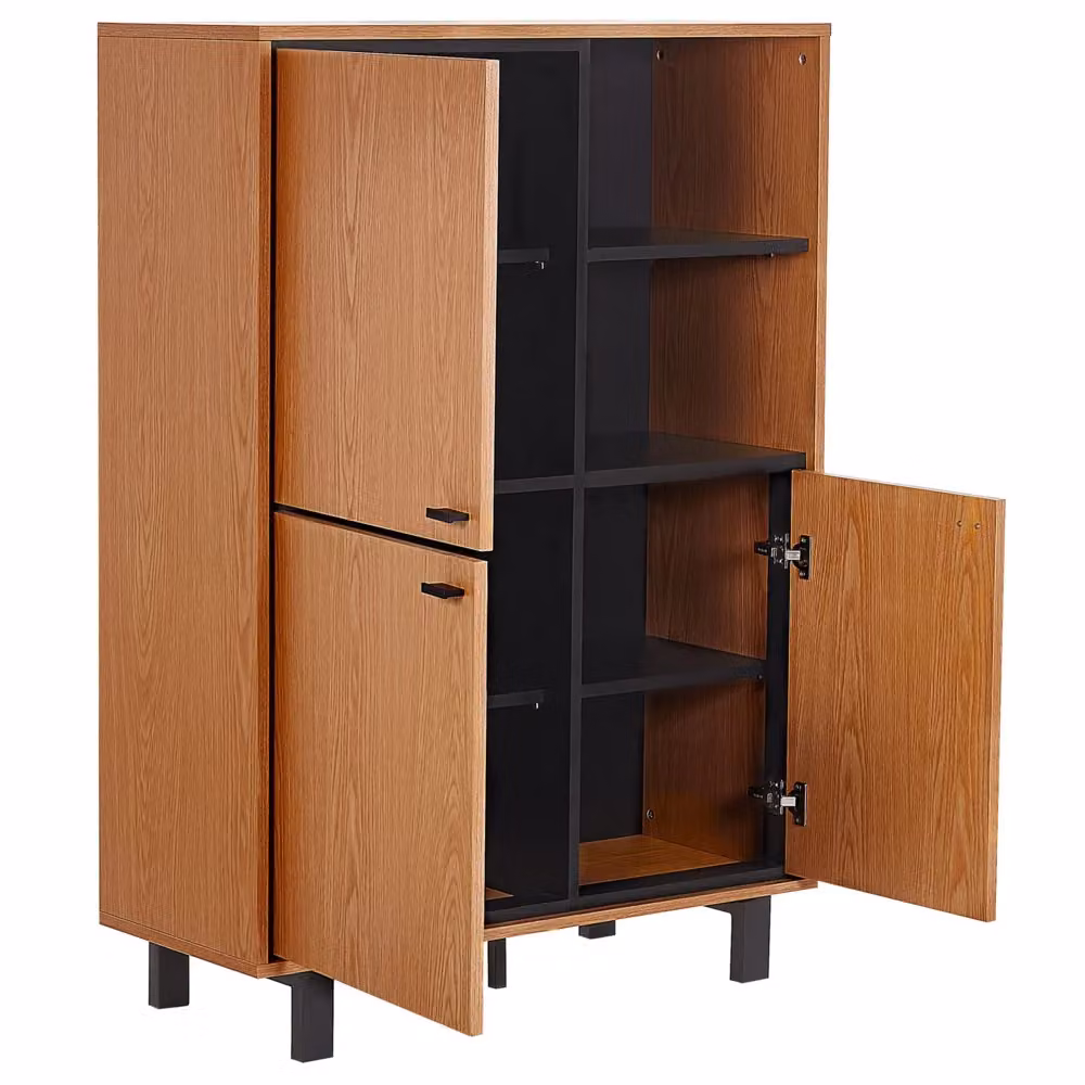 Madia credenza Beliani in rovere e nero con 3 armadietti e 2 ripiani per soggiorno e sala da pranzo L/P/H: 135 x 40 x 96 cm – 2
