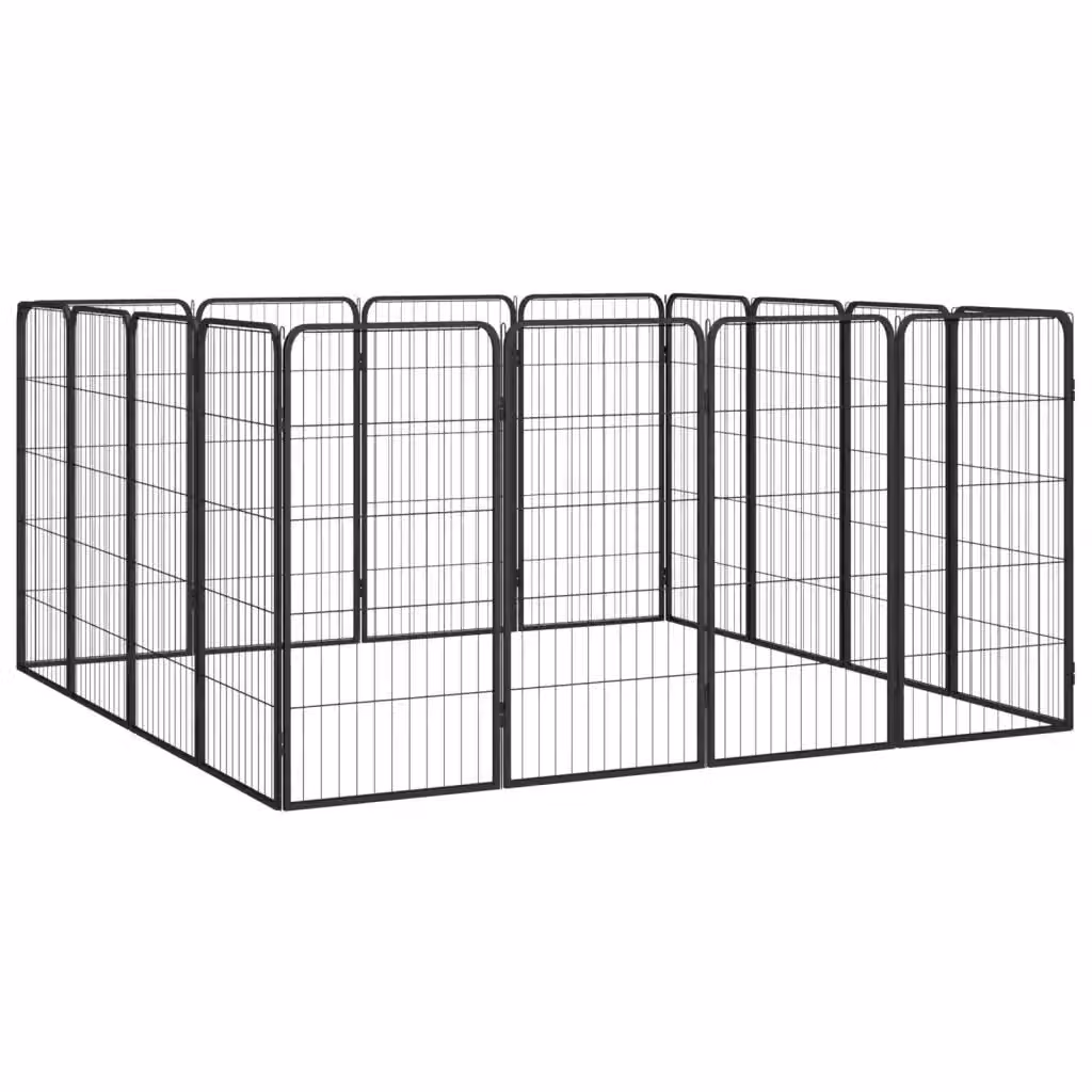 Box per cani vidaXL in acciaio verniciato nero opaco con 16 pannelli L: 100 cm, H: 50 cm – 2