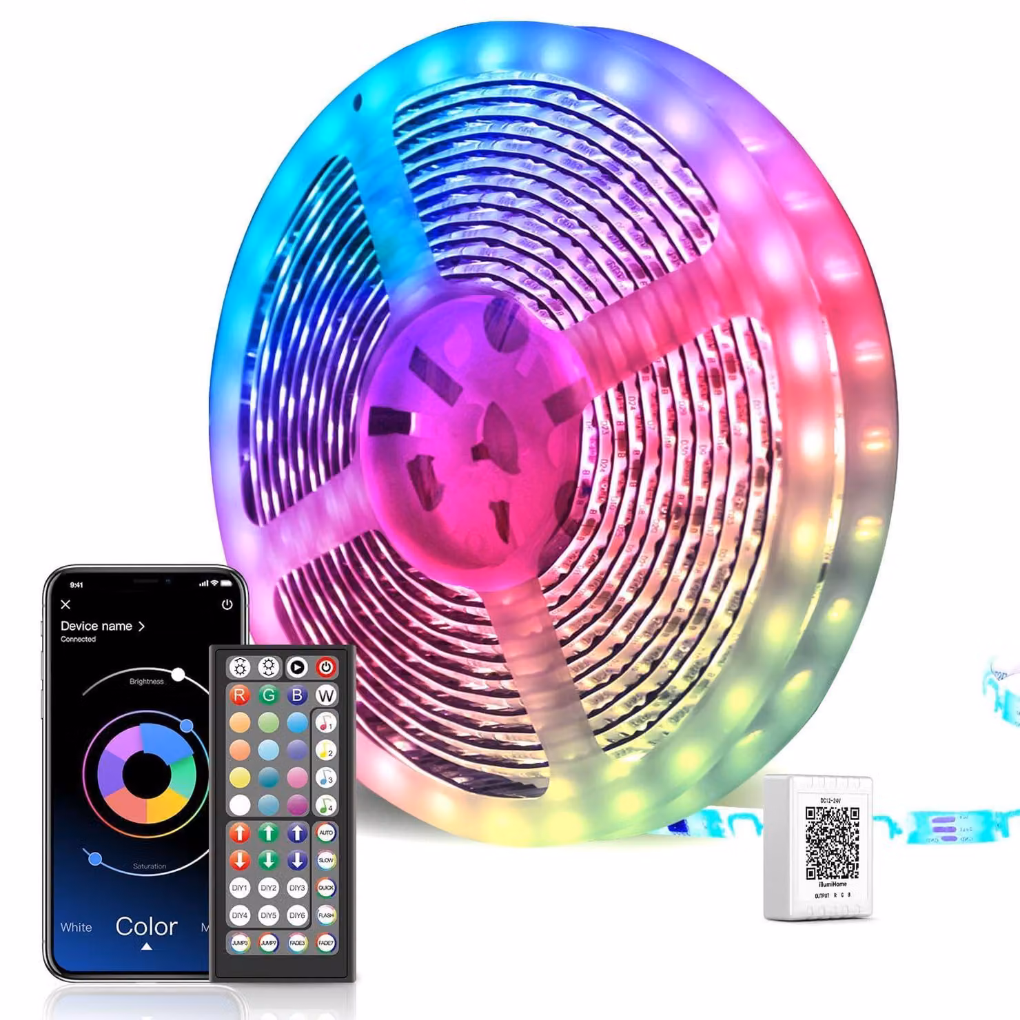 Striscia LED da 20 metri, striscia LED RGB ultra-lunga e molto luminosa, con telecomando e sincronizzazione musicale