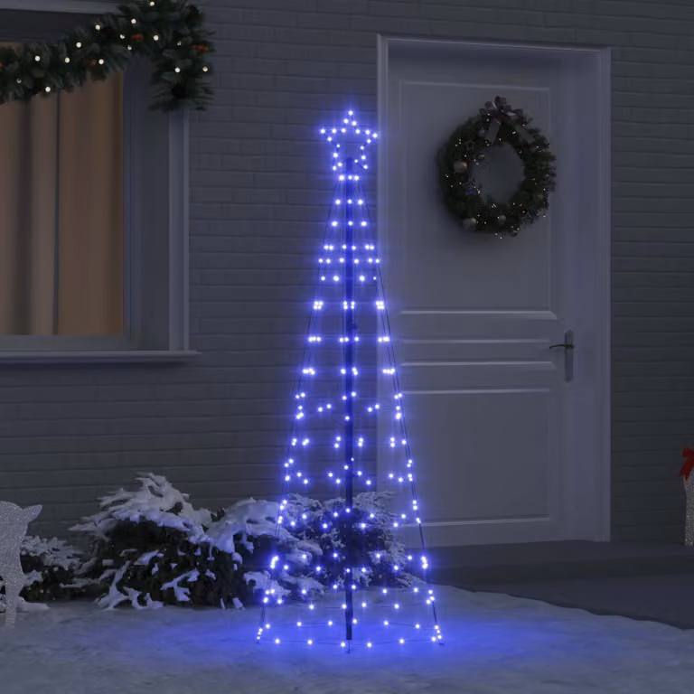 Albero di Natale LED vidaXL EKENAS da 250 cm con 390 LED RGB Blu Acciaio e telecomando