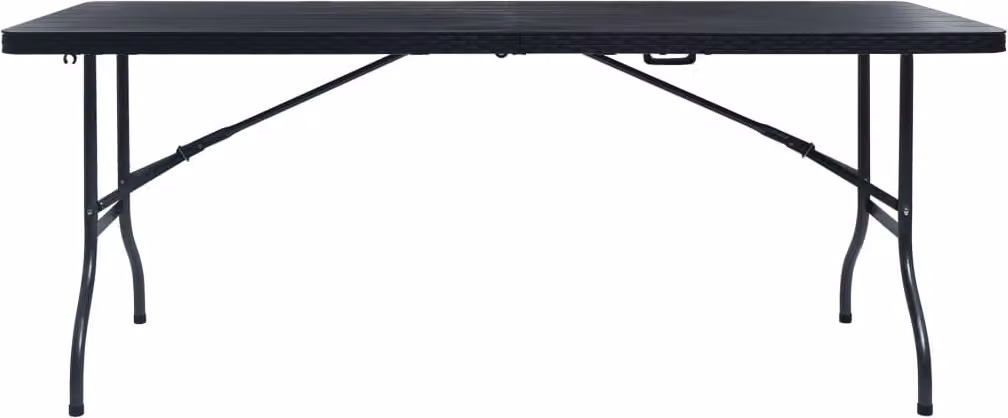 Tavolo da Giardino Pieghevole Nero 180x75x72 cm in Rattan HDPE