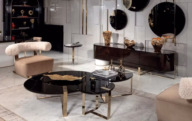 Sessel Couchtisch Beistelltisch Sideboard Spiegel Wohnzimmer Wohnzimmer Set 5tlg