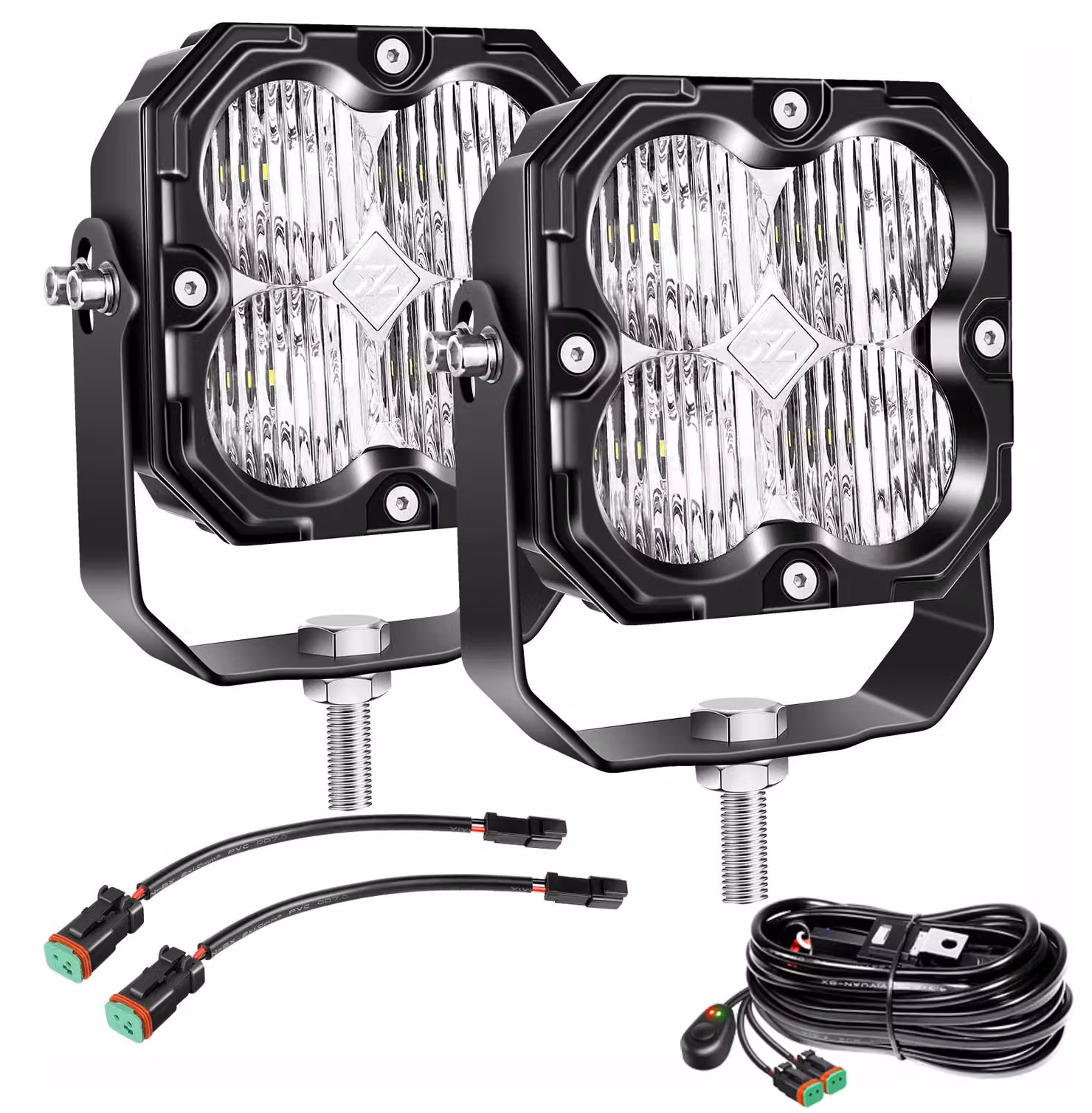 Lampada da lavoro, 30W, temperatura di colore 5500K, 2 faretti da 30W con cavo, luminosità 3000 lumen