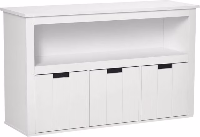 Cassettiera Minimal con ante e ripiani aperti Bianco L: 102 cm, P: 33 cm, H: 61,5 cm
