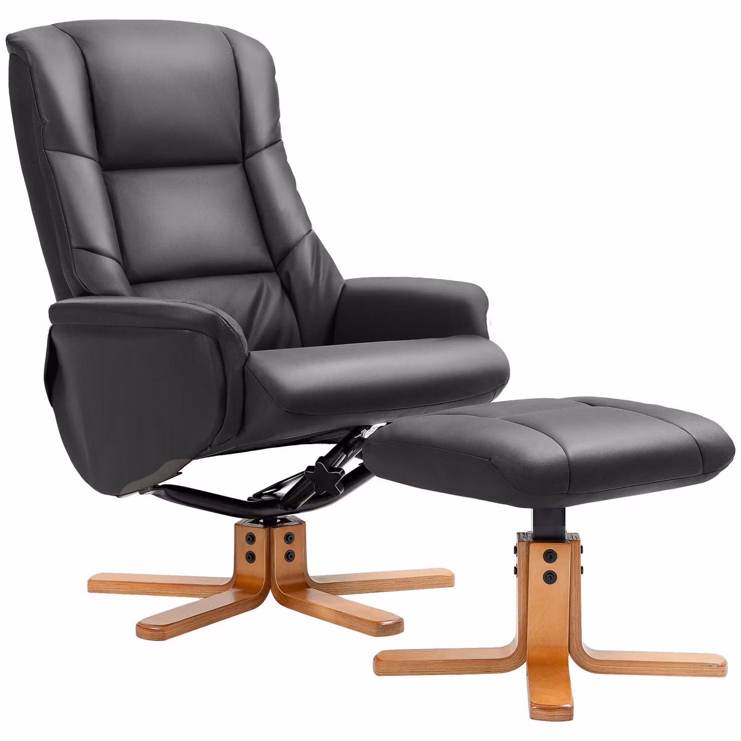 Poltrona relax HOMCOM con poggiapiedi, poltrona TV con funzione reclinabile e oscillante