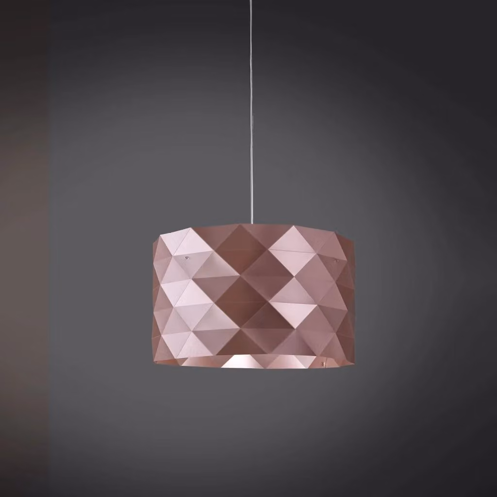 Lampada a sospensione moderna Prisma Polilux Linea Zero in metallo rosa e cromo, diametro: 40 cm, attacco E27 – 2