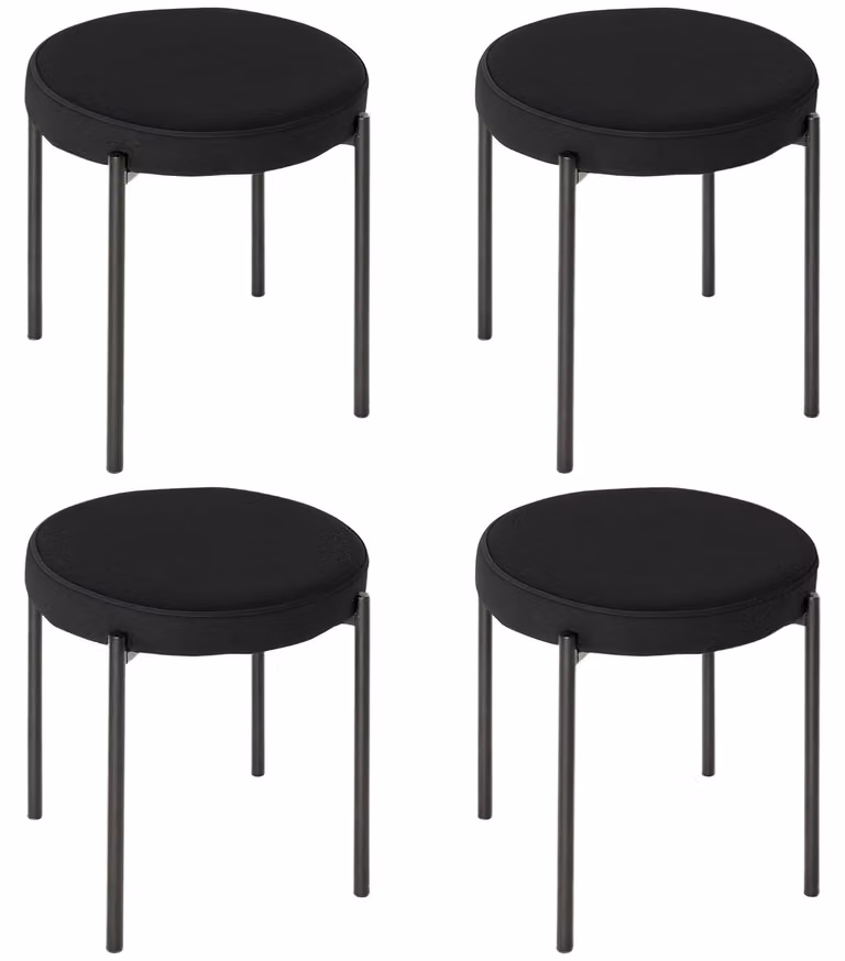 HOMCOM - Set di 4 sgabelli da pranzo, impilabili, con rivestimento effetto velluto, colore nero
