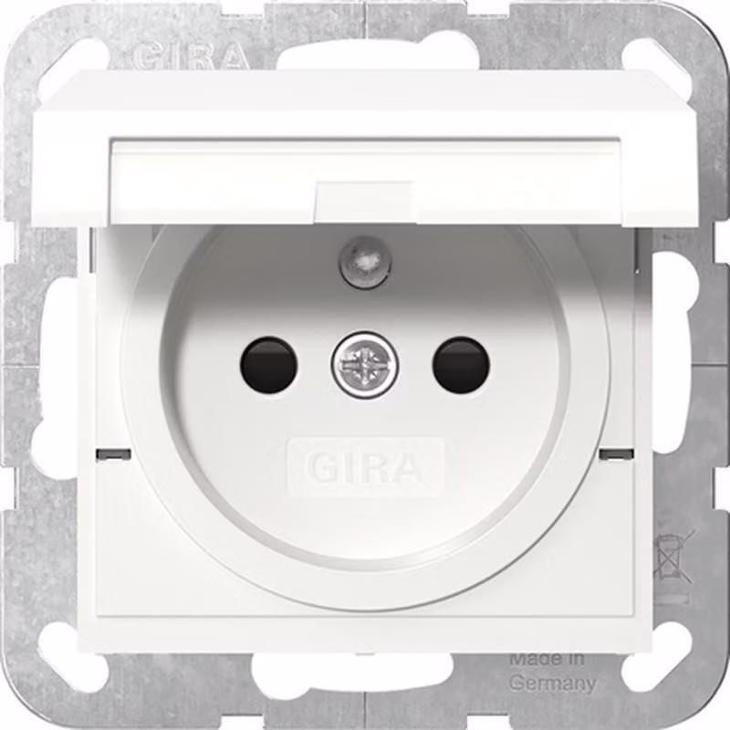Presa Gira con polo di terra KD + SP Sistema 55 Bianco puro m 448827