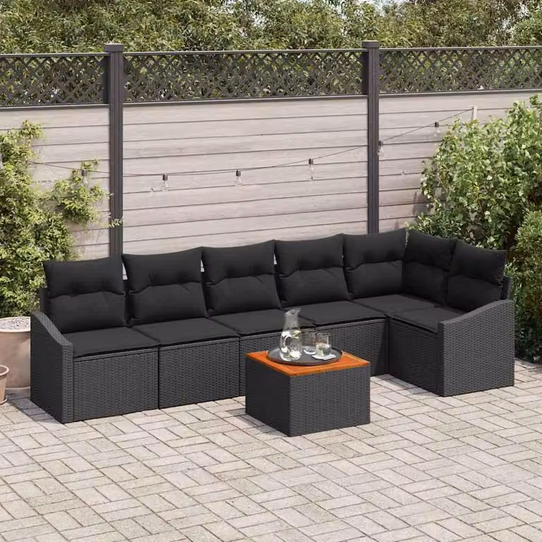 Maison Exclusive - Set Divano da Giardino con archiviazione 7 pcs Nero polyrattan
