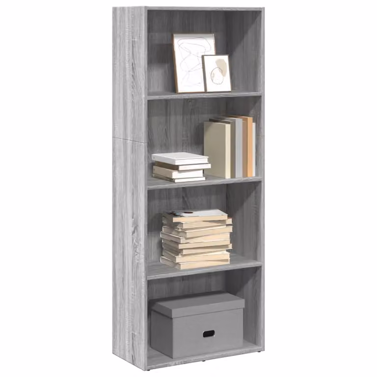 Libreria moderna vidaXL in legno e MDF Grigio, con pannello posteriore, L 60 cm x P 30 cm x H 152 cm