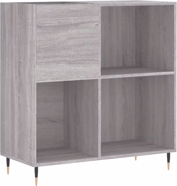 Mobile porta dischi pratico e classico 84,5 x 38 x 89 cm con ampio spazio contenitivo stile industriale realizzato in legno ingegnerizzato Sonoma grigio 02_0049165